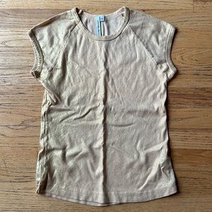 Charlotte Tarantola shimmery gold tshirt